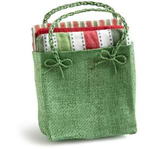  DII Holiday Green Paper Bag with Towels Gift Set