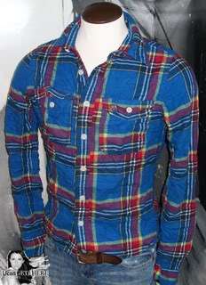 Mens Abercrombie DickersonNotch Blue Plaid Shirt M NWT.  