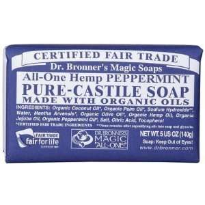Dr. Bronners Organic Pure Castile Bar Soap Peppermint 5 oz. (Pack of 