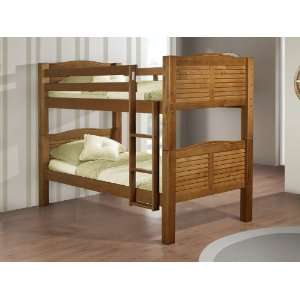  Solid Pine Shutter Bunk Bed in Pecan Finish
