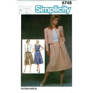  Simplicity 6748 Sewing Pattern Misses Dress & Unlined 