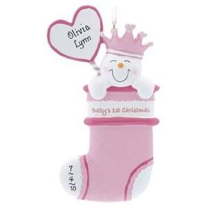    Personalized Baby Stocking Pink Christmas Ornament