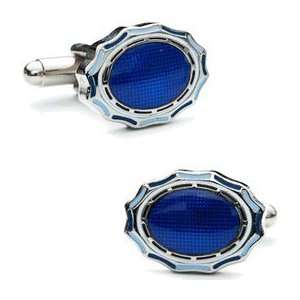  Royal Blue Framed Oval Cufflinks Jewelry
