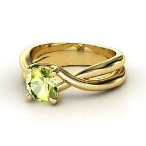  Entwined Ring, Round Peridot 14K Yellow Gold Ring Jewelry