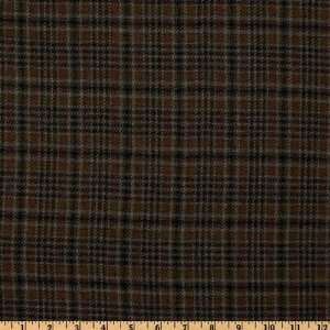  60 Wide Wool Suiting Plaid Green/Black/Brown Fabric By 