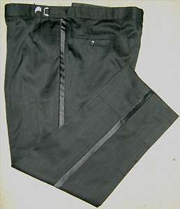Black Wool Tuxedo Pants Pinstripes Adjustable 24 25 27 28 30 31 33 35 