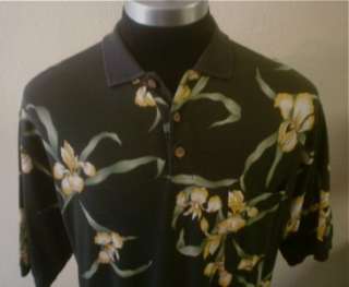   Mens Tommy Bahama Hawaiian Aloha Polo Camp 100% Cotton Shirt M Medium
