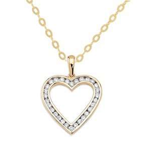  14k Yellow Gold, Diamond Heart Pendant with Chain (1.00 