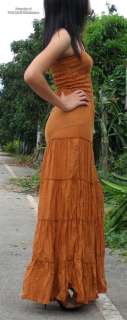 Ochre Brown Ladies Cotton V Strap Halter Sun Dress szXS  