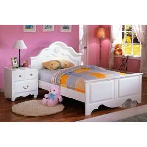  New white finish wood twin size bed and nighstand