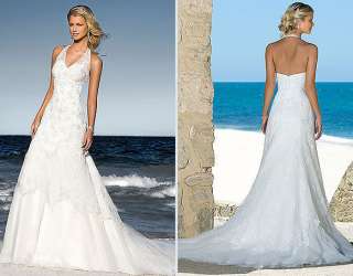 Gorgeous halter Beach Wedding Dress Bridal Gown Hot  