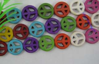 50pcs Turquoise Mixed Peace Sign Spcer Beads 15mm SH411  