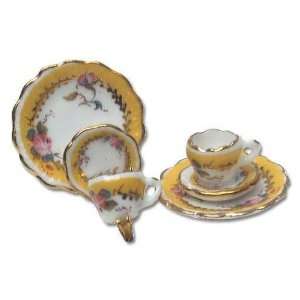  Dollhouse Miniature 6 Pc. French Rose Plate Set by Reutter 