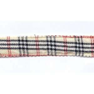  15mm Plaid Cotton Finished Headband Cover in Tan   2 Yards 