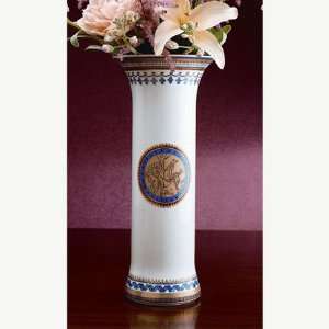  Mottahedeh Chinoise Blue Trumpet Vase 11 In