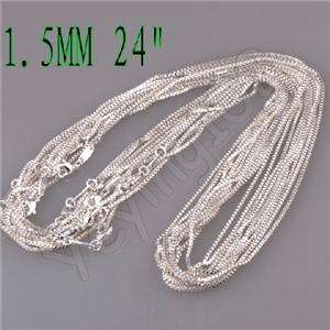 HOT 5pcs Silver Box Chain Necklace1.5mm 24  