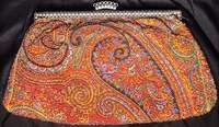   DECO STEEL FRAME WITH FILIGREE MICO METAL BEADED CLUTCH PURSE  