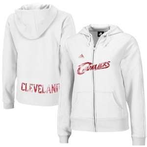 NBA adidas Cleveland Cavaliers Ladies White Tail End Full Zip Hoody 