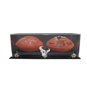  Houston Texans Double Football Display with Gold Risers 