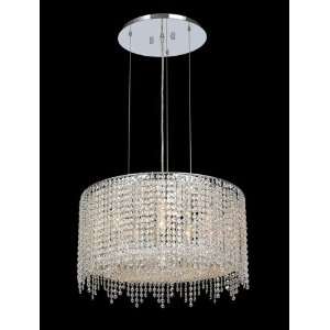 Moda 6 Light Round Pendant in Chrome with 1 Layer of Crystal Crystal 