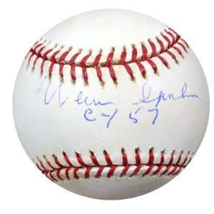  Warren Spahn Autographed NL Baseball CY 57 PSA/DNA #Q36964 