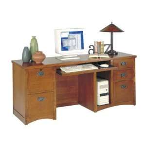   Martin Furniture California Bungalow Wood Credenza Desk in Mission Oak