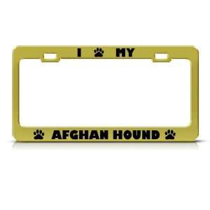  Afghan Hound Dog Gold Animal Metal license plate frame Tag 
