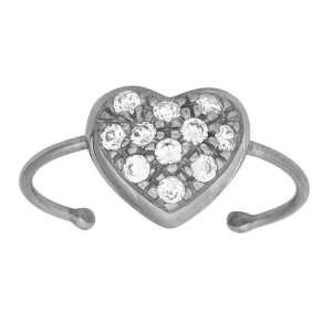   Cubic Zirconia Pavé Big Heart 925 Sterling Silver Toe Ring Jewelry