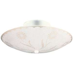   White with Textured Floral White Glass Ceiling Mount
