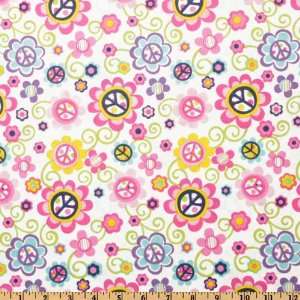 44 Wide Michael Miller Cocoa Berry Daisy Peace Pink Fabric By The 