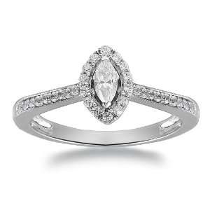 Womens 10k White Gold Engagement Ring (1/4 cttw I J Color, I2 Clarity 