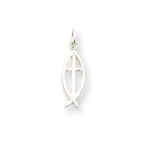   Sterling Silver Ichthus Fish Cross Charm West Coast Jewelry Jewelry