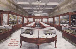 Interior CI Josephsons Jewelry Store Moline IL Postcard  
