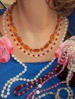   Vintage GLASS Necklaces Czechoslovakia Rhinestones RED Pink BLACK +*NR