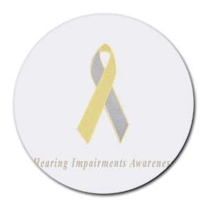  Hearing Impairments Awareness Ribbon Round Mouse Pad 