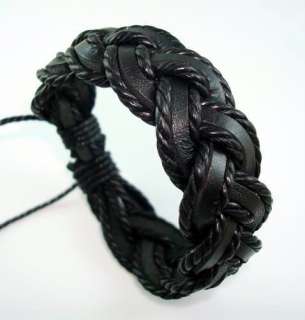 w001 Fine black braided leather bracelet for man/woman  