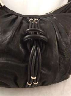 NWT Junior Drake SHELBY BLACK Italian Leather Handbag Purse Hobo 