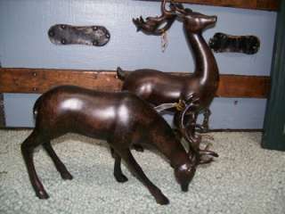 NIB RAZ Imports Set 2 Mahogany Brown Reindeer Deer Christmas Figurine 