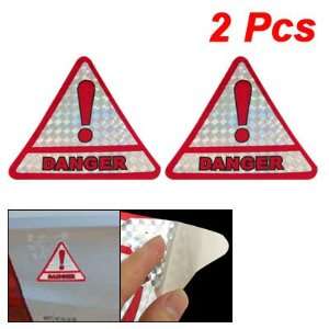 Amico Red Silver Tone Triangle Reflector DANGER Sign Sticker for Car 