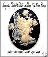 NEW BLACK/IVOR. 3/D FAIRY & THISTLE 40mm x 30mm CAMEO  