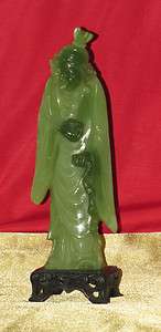 Chinese Vintage Resin Green Jade Female Figurine  
