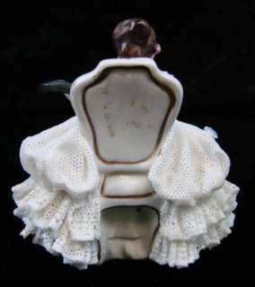 Lace Porcelain Figurines Infant Baby+Lute Guitar Girl  