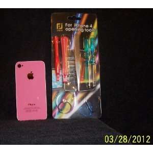 Pink Glass Back Cover,Replacement Back, For iPhone 4S, With Opening 