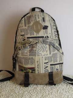 Japan Sweet Style Campus Bag Newspaper USA Flag Map Backpack Fashion 