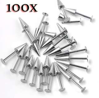 10/50/100pcs Spike Lip Labret Ring Stainless Steel Stud Body Piercing 