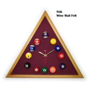    Oak Triangle Billiard Clock Wine Mali Felt