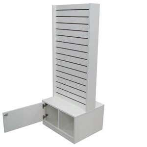   White Slatwall Tower Store Display Fixture Lockable Cabinet New  