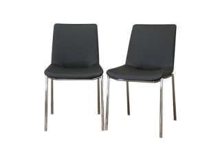 Modern Black Upholstered Leather Dining Room Chairs Set  