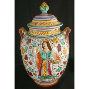   Hand Painted Italian Deruta Majolica Ginger Jar Vase 