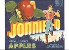 rare full size jonnie o apple wood box crate labels
